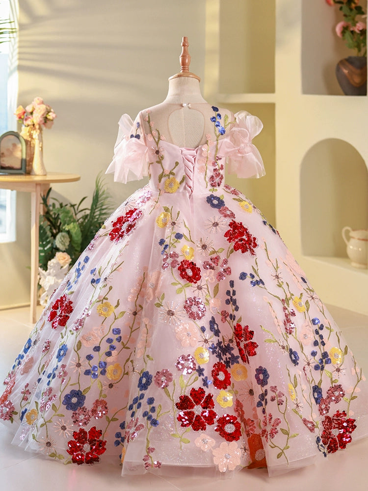 Baby Girl Flowers Sequins Embroidery Princess Dress Toddler Christmas  Princess Dress