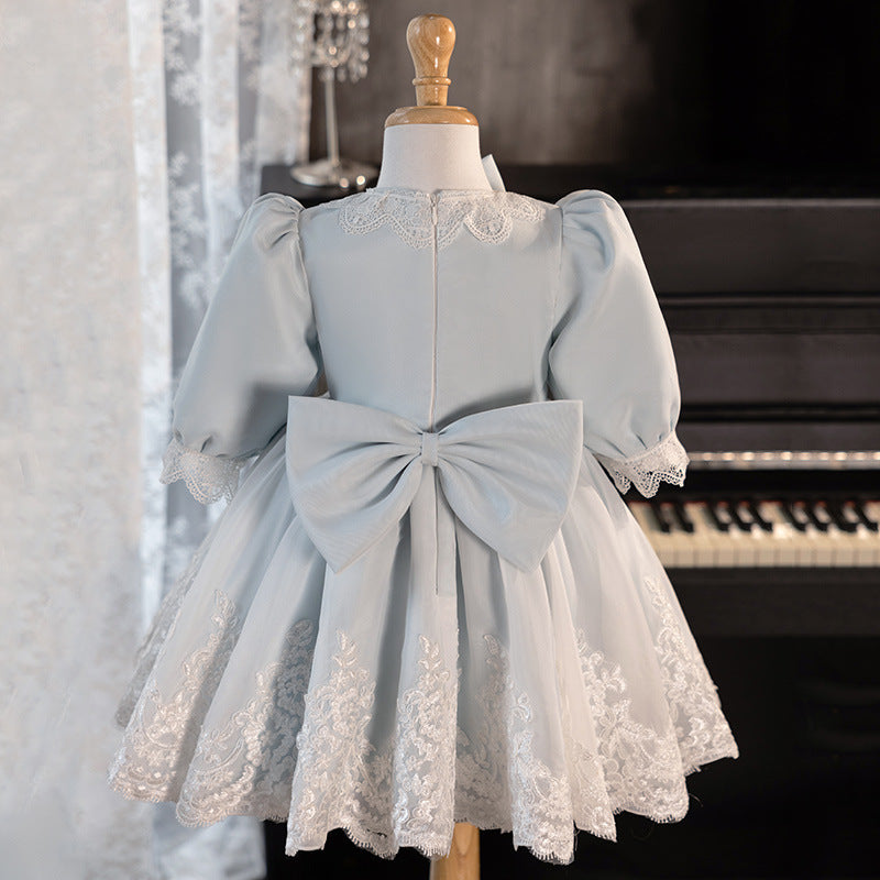 Cute Flower Girl Wedding Dress Baby Girl Birthday Bow Princess Dress