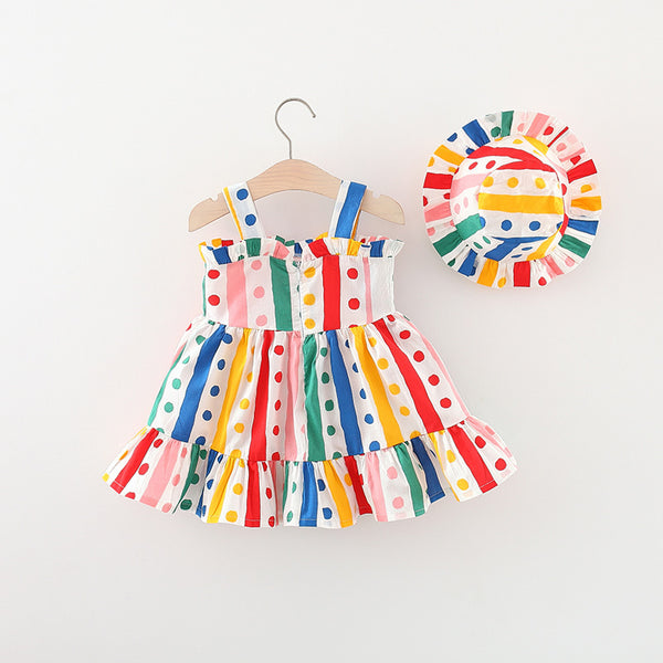 Baby Girl Colorful Striped Original Suspender Princess Dress