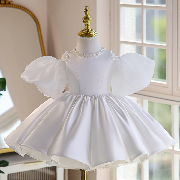 Children's White Communion Dress Flower Girl Dress Girl Birthday Princess Dress