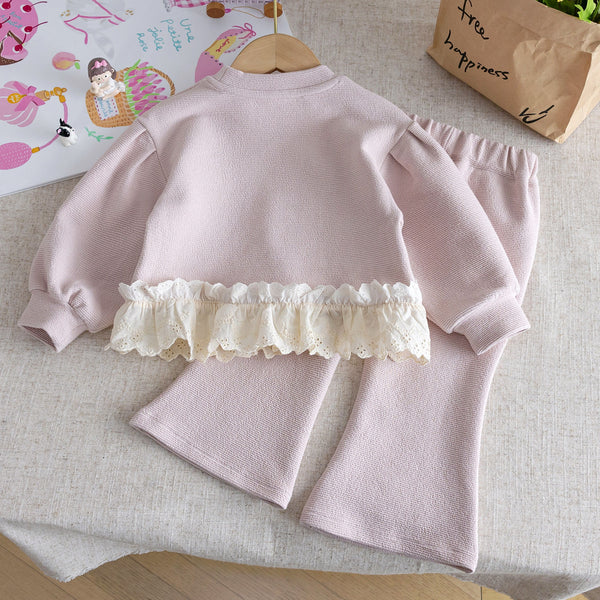 Girls Autumn Long-sleeved Top and Pants Two-piece Set