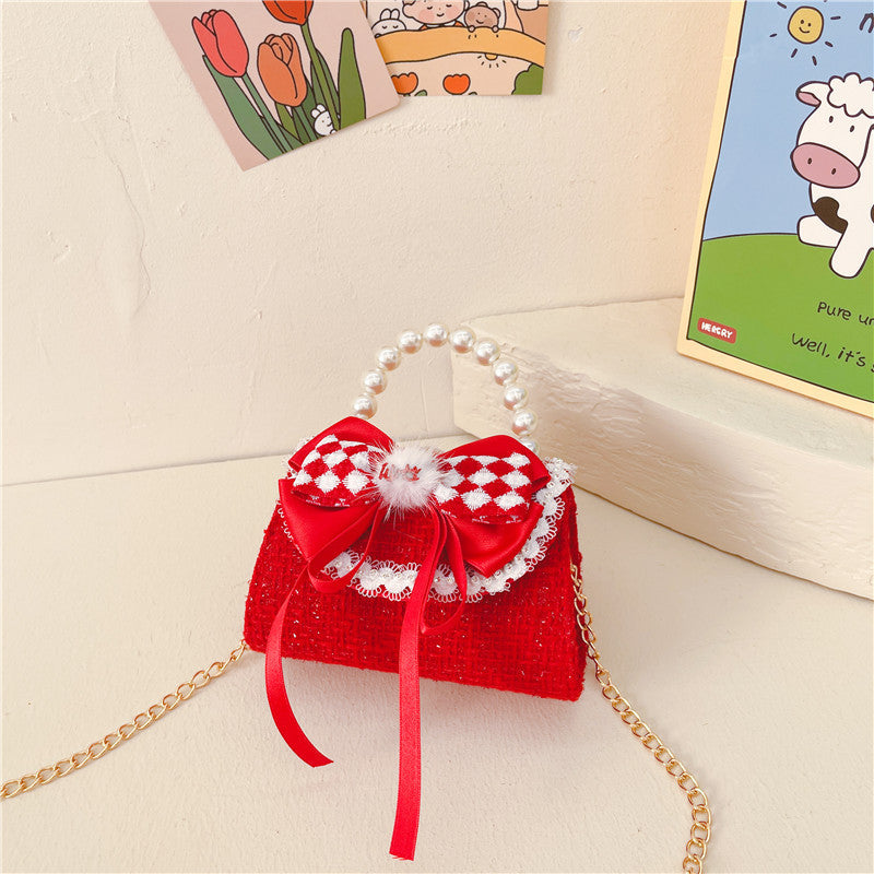 Cute Christmas Girls Pearl Handbag Girls Chain Coin Purse