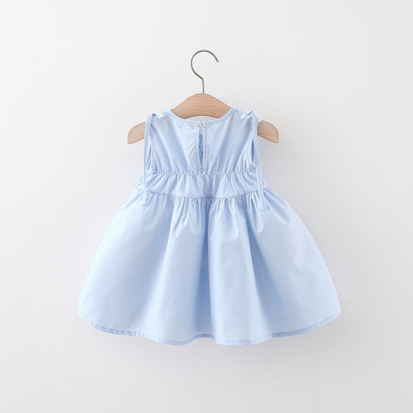 Summer New Girls Solid Color Ruffled Sleeveless Princess Dress