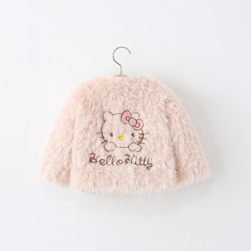 Girls' Winter Cartoon Warm Faux Fur Coat