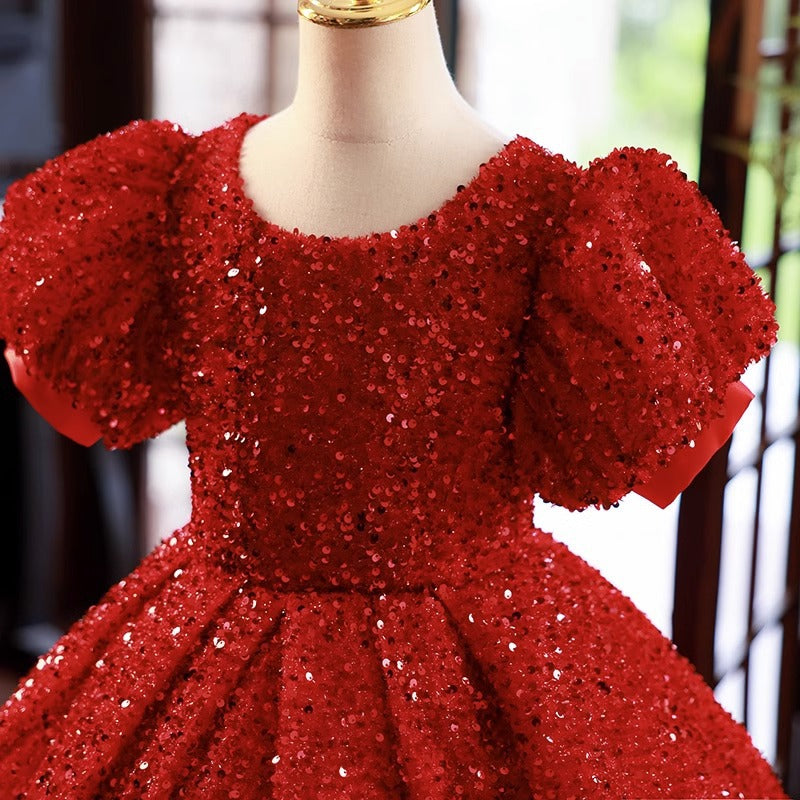 Baby Girls New Year Red Princess Dress Toddler Birthday Ball Gown Baby Girls New Year Red Princess Dress Toddler Birthday Ball Gown
