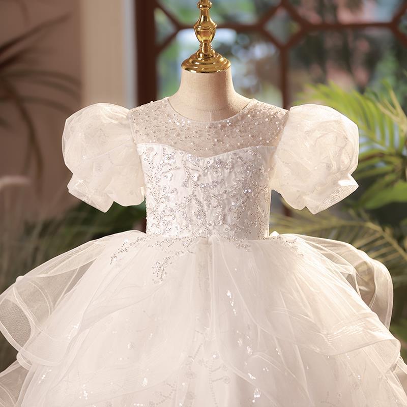 Baby Girl Wedding Piano Party Dress Beaded Sequined Princess Dress