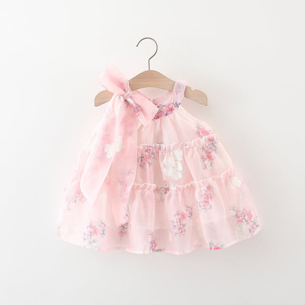 Girls Dress Summer Baby Bow Embroidered Princess Dress