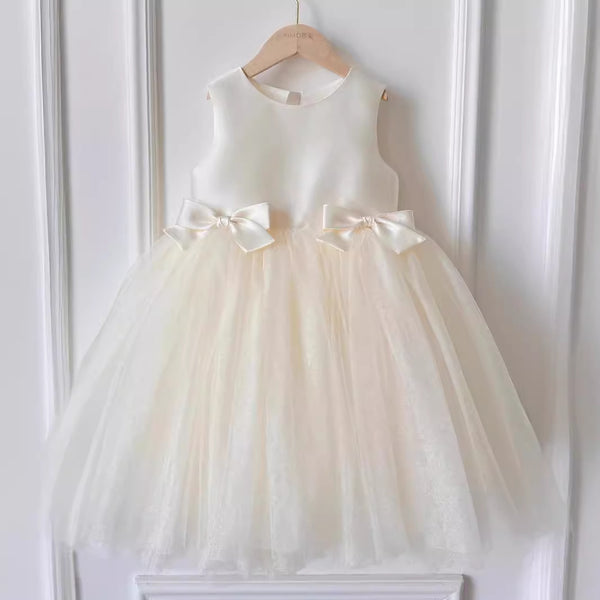 Girls Birthday Sleeveless Princess Dress Children Bow Puffy Dress
