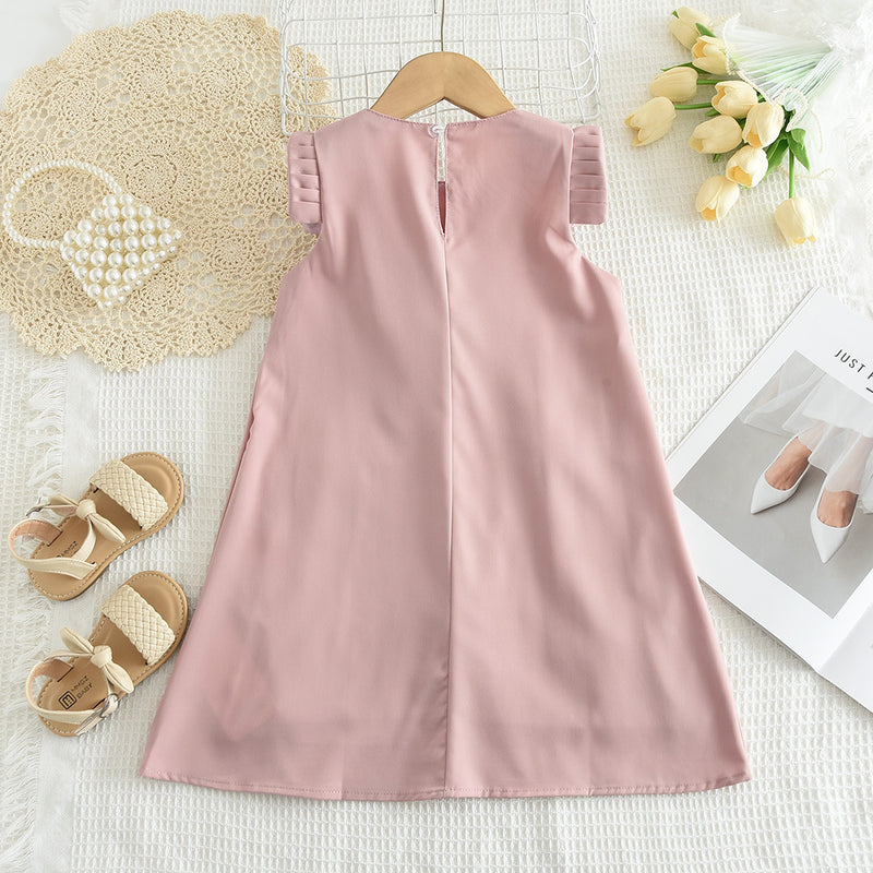 Girls Summer Sleeveless 3D Flower Princess Dress