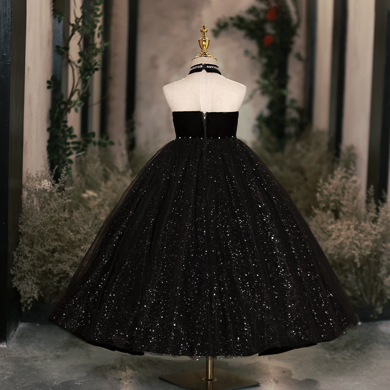 Children's Christening Dress Girls Birthday Black Princess Dress