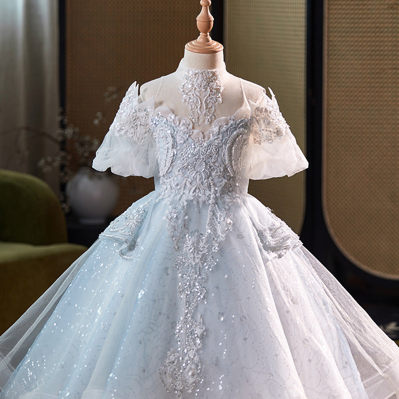 Flower Girl Wedding Dresses Mesh Pattern Children Princess Dress marryshe Flower Girl Wedding Dresses Mesh Pattern Children Princess Dress marryshe