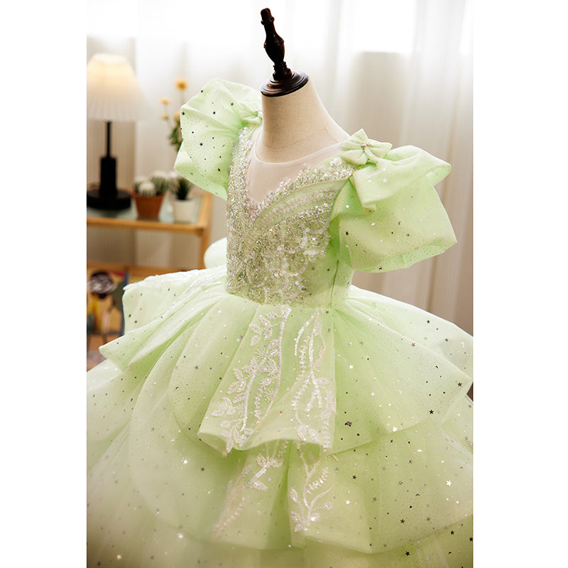 Luxury Sequin Baby Girl Pageant Birthday Party Princess Prom Dress