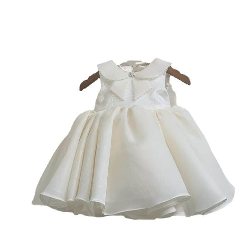 Lovely Baby Girl Pageant Dress Toddler White Birthday Princess Dress