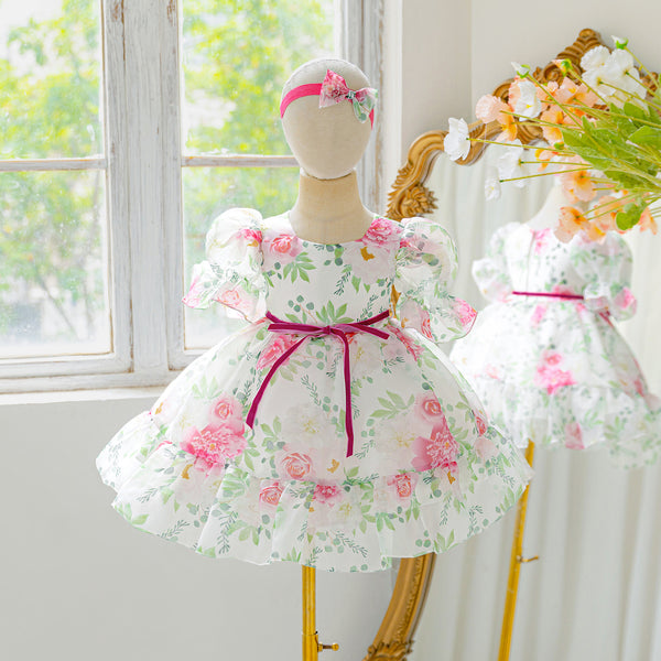 Baby Cute Communion Princess Dress Girl Birthday Print Dress