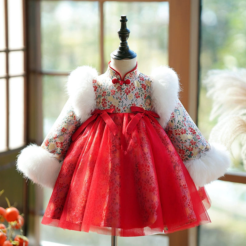 Cute Embroidery Baby Girl Winter Puffy Dress Toddler Birthday Christmas Princess Dress, Red / 2-3 Years (100cm) Cute Embroidery Baby Girl Winter Puffy Dress Toddler Birthday Christmas Princess Dress, Red / 2-3 Years (100cm)