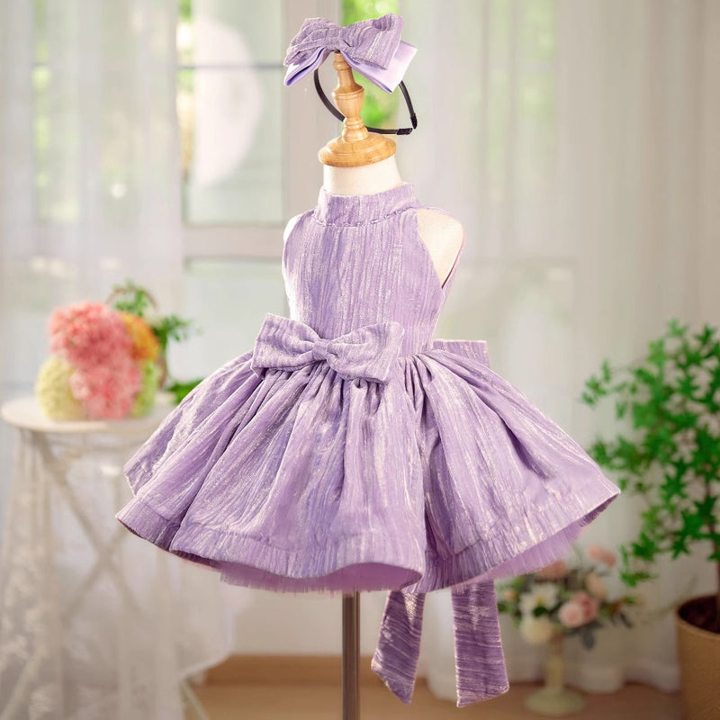 Girls Birthday Dress Purple Children Party Princess Dress