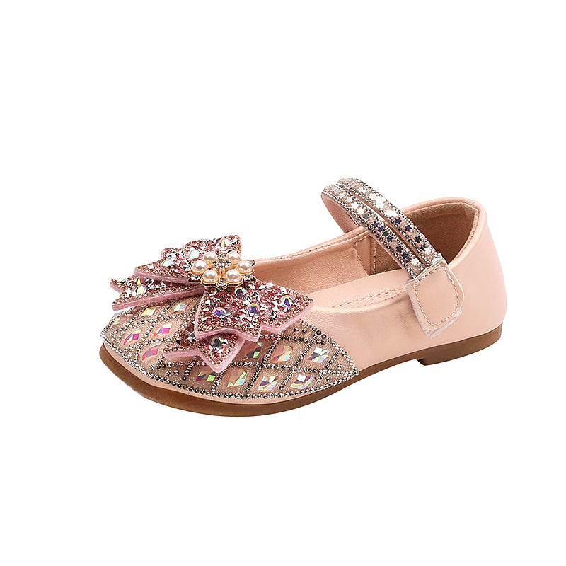 Summer Girls Princess Diamond Leather Shoes