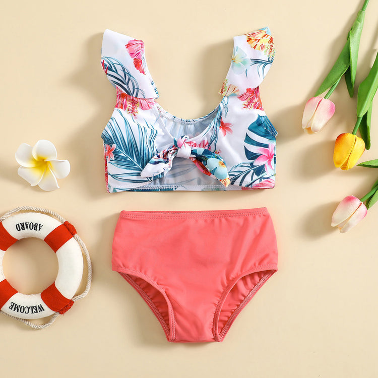 Girls Puff Sleeve Cute High Elastic Swimsuit