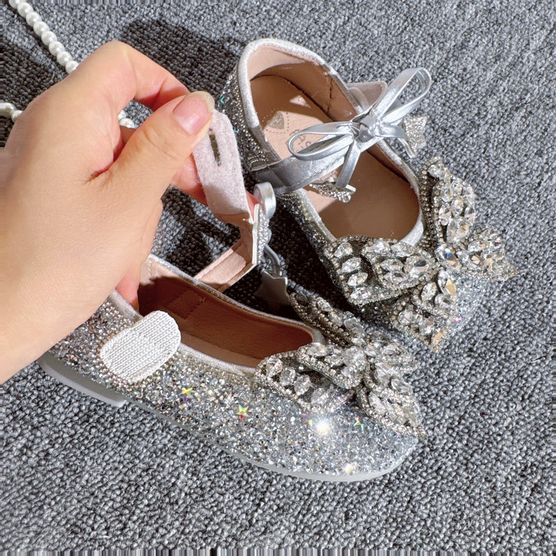 Girls' Crystal Butterfly Princess Leather Shoes