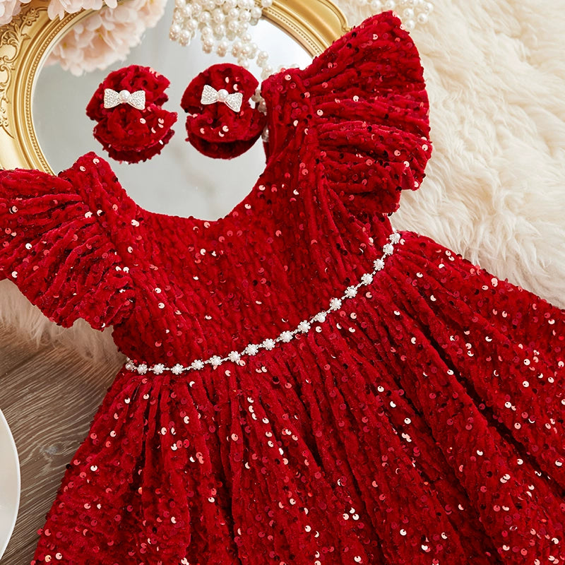 Baby Girl Red Communion Dress Girl Birthday Princess Dress