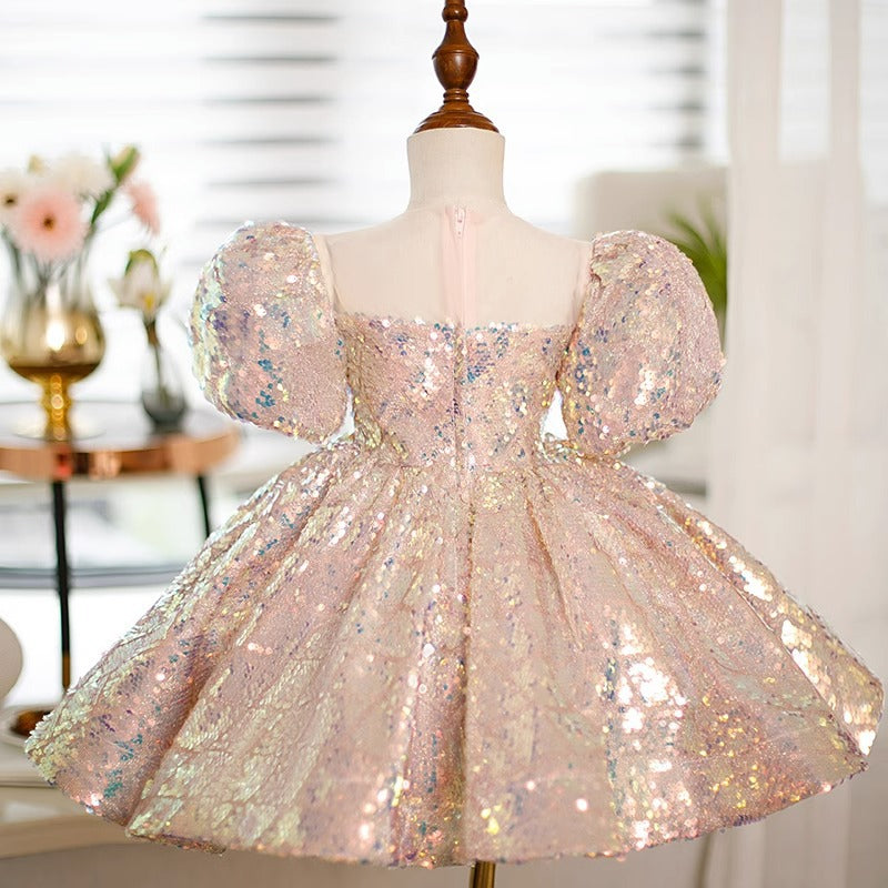 Summer Baby Girl and Toddler Birthday Party Dress Sequin Prom Dress