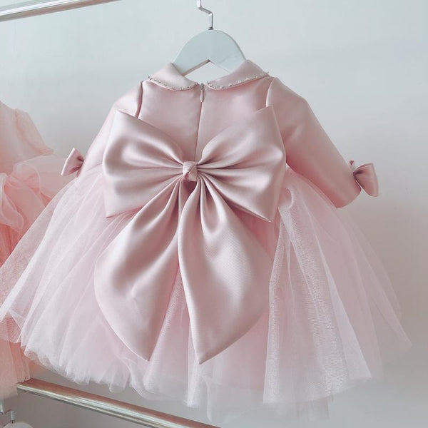 Baby Girl Doll Collar Bow Mesh Princess Dress