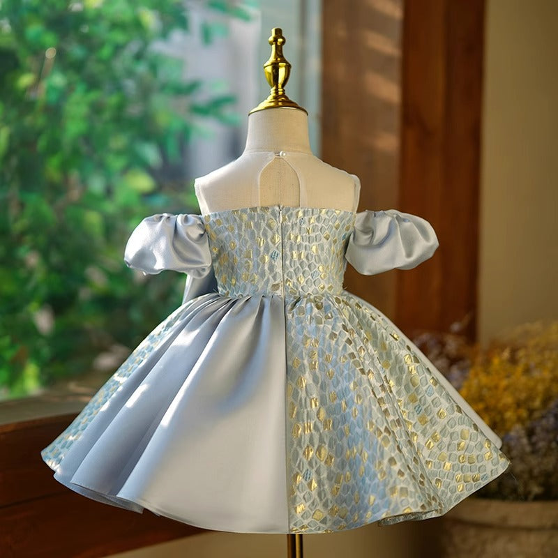 Flower Girl Dress Little Girl Shoulder Cutout Dress Pageant Wedding Princess Dress