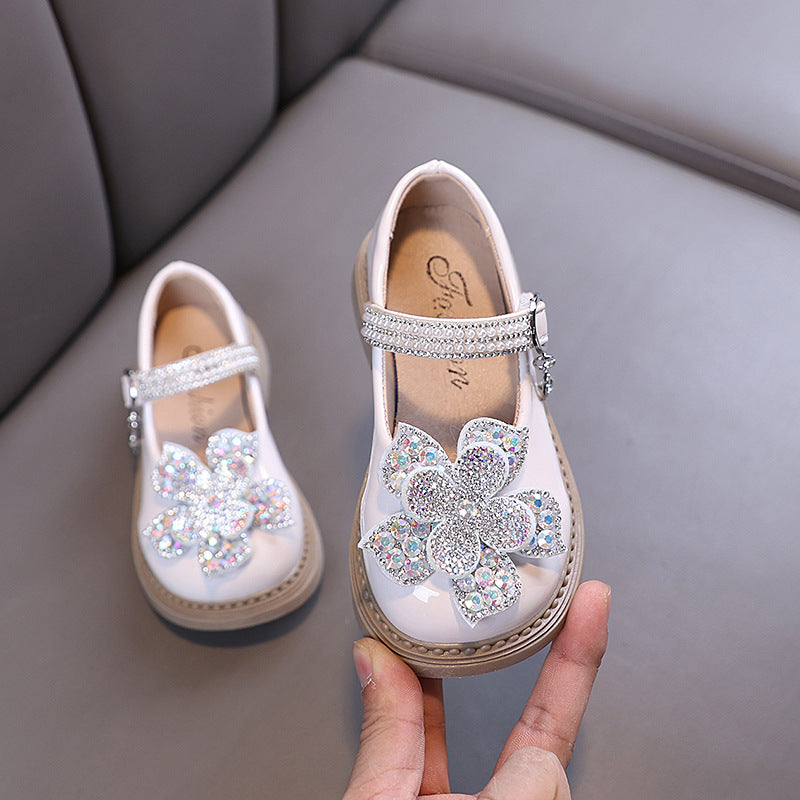 Baby Girl Flower Princess Diamond Leather Shoes