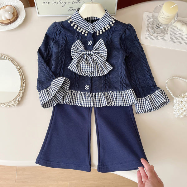 Girls' Autumn New Sweater and Pants Two-piece Set