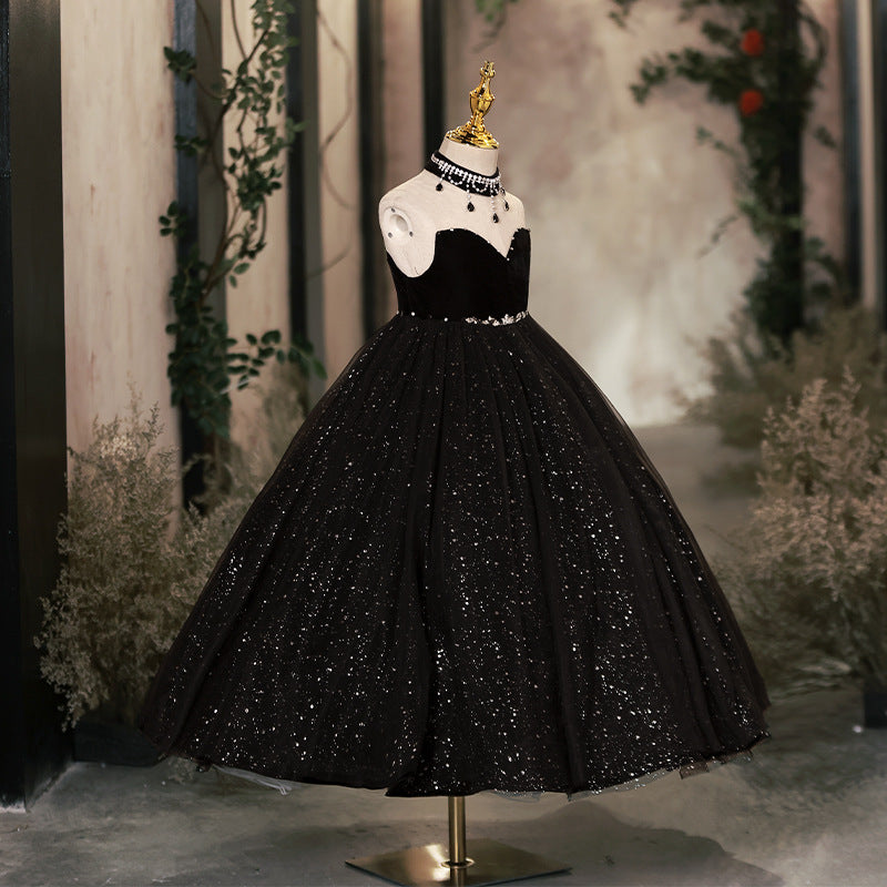 Children's Christening Dress Girls Birthday Black Princess Dress