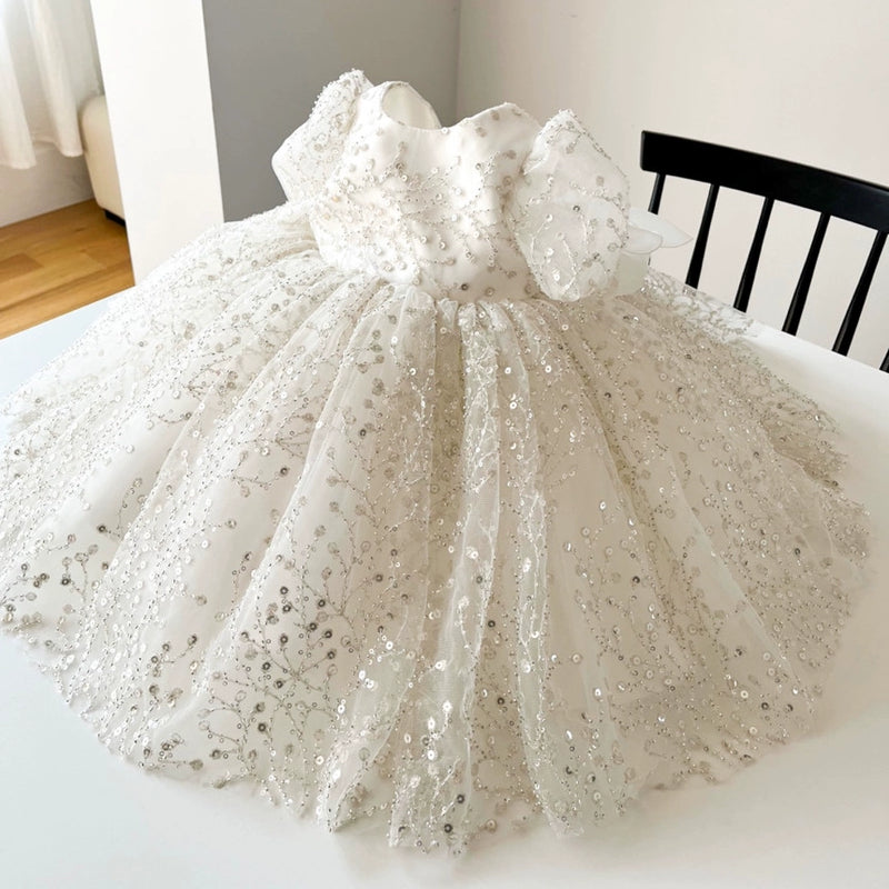Cute Girl Baptism Dress Baby Girl Sequins Dress Toddler First Birthday Princess Dress Cute Girl Baptism Dress Baby Girl Sequins Dress Toddler First Birthday Princess Dress