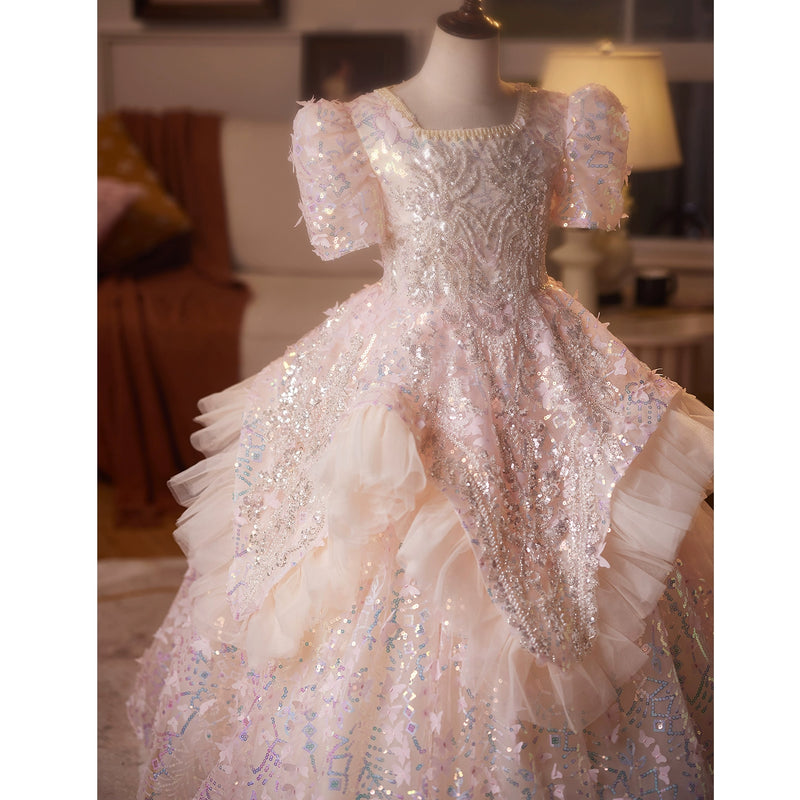 Girls' Elegant Birthday Dress Children's Prom Princess Dress Flower Girl Wedding Dress
