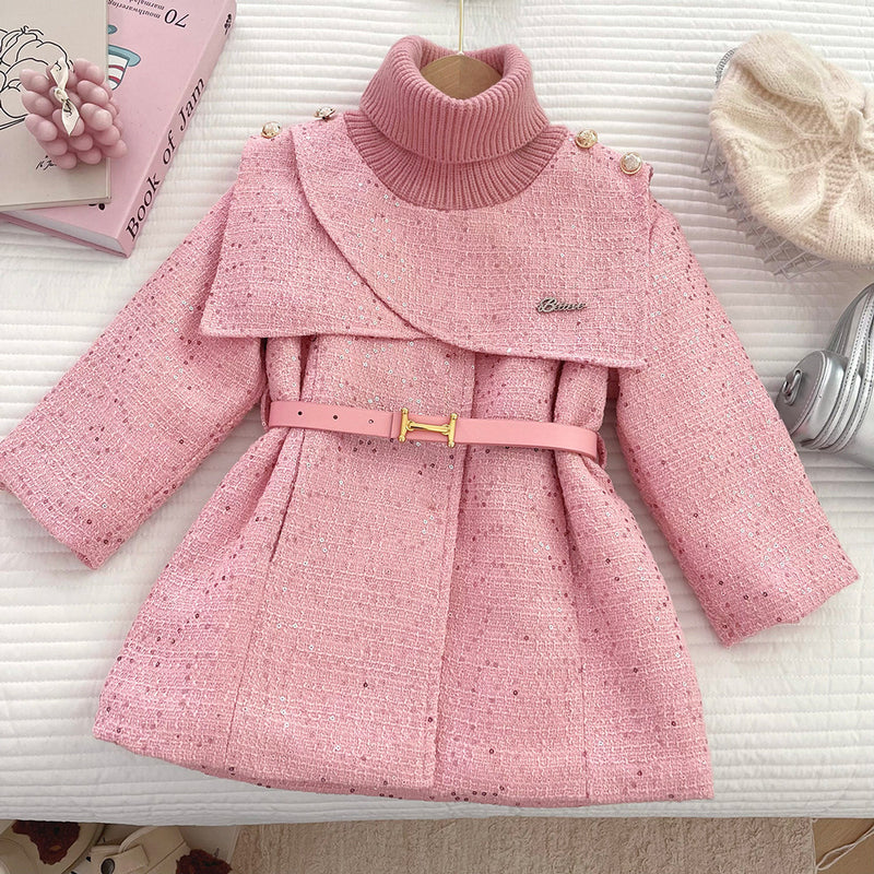 Girls New Winter Warm Round Neck Coat