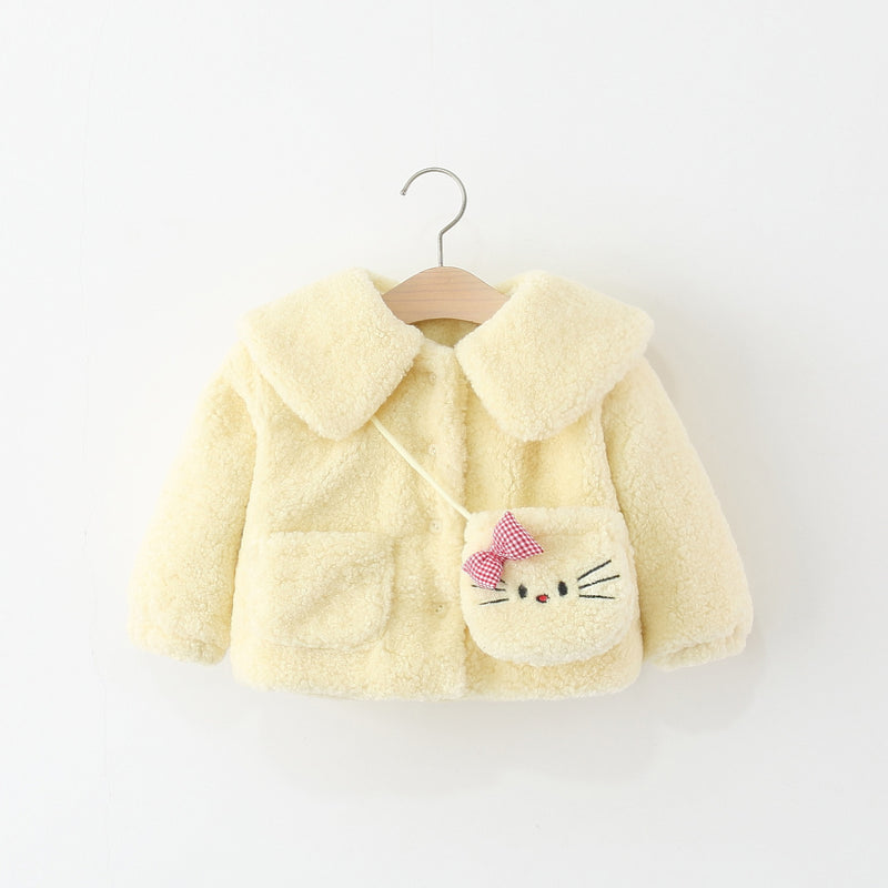 Winter Girls' Cartoon Collared Warm Coat