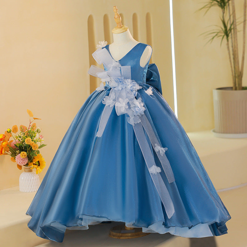 Elegant Baby Girls Blue Sleeveless Puff Princess Dress Toddler Birthday Trailing Party Dresses, Blue / 7-8 Years (140cm) Elegant Baby Girls Blue Sleeveless Puff Princess Dress Toddler Birthday Trailing Party Dresses, Blue / 7-8 Years (140cm)