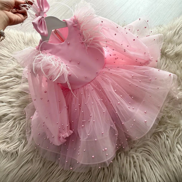 Girls Birthday Princess Dress Children Bow Puffy Dress