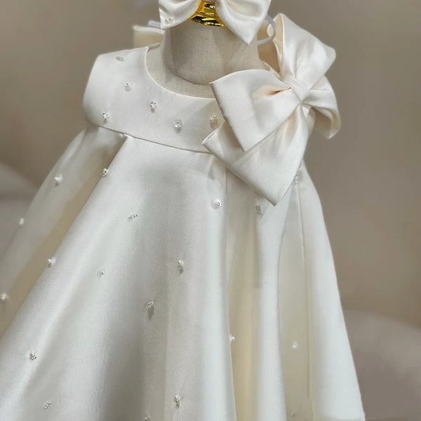 Cute Baby Girls White Baptism Birthday Party Princess Dress