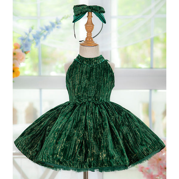 Cute Baby Girl Beauty Pageant Dress Toddler Velvet Birthday Party Princess Dress