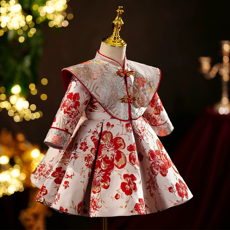 Baby Girl Red Birthday Dress Girl Cheongsam New Year Dress