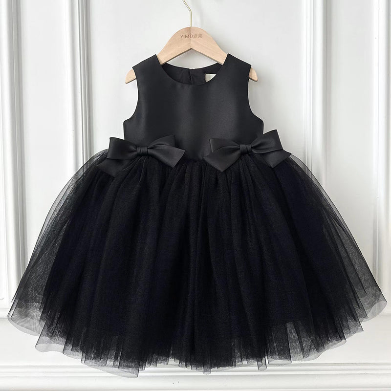 Girls Birthday Sleeveless Princess Dress Children Bow Puffy Dress