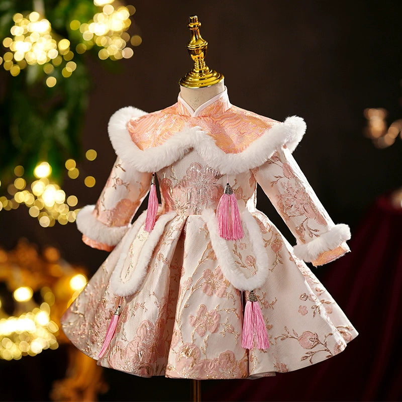Baby Girl Winter Baptism Christmas Dress Toddler Pageant First Birthday Princess Dress, Pink / 3-4 Years (110cm) Baby Girl Winter Baptism Christmas Dress Toddler Pageant First Birthday Princess Dress, Pink / 3-4 Years (110cm)