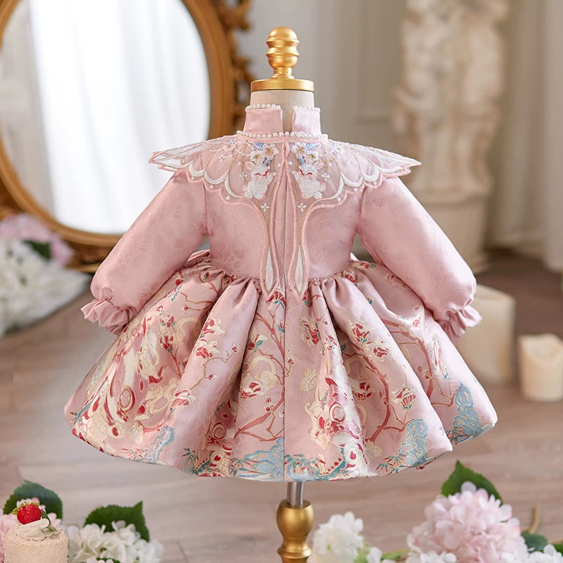 Baby Pink Birthday Dress Girls' New Year Princess Dress Baby Communion Dress