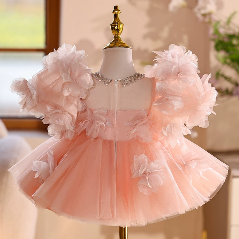 Girls Pink Dress Flower Girl Wedding Dress Girl Birthday Princess Dress
