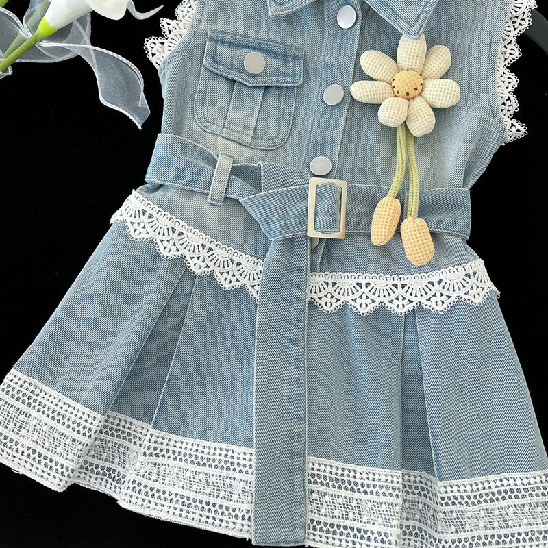 Summer New Girls Sleeveless Denim Vest Dress