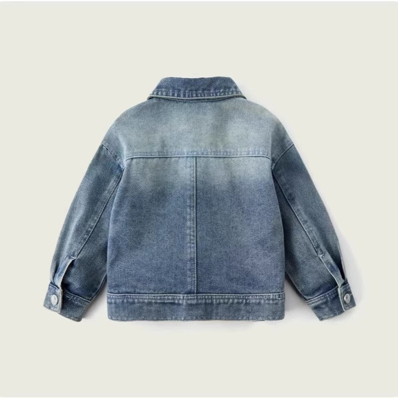 Cute Girls Lapel Jacket Children's Denim Jacket