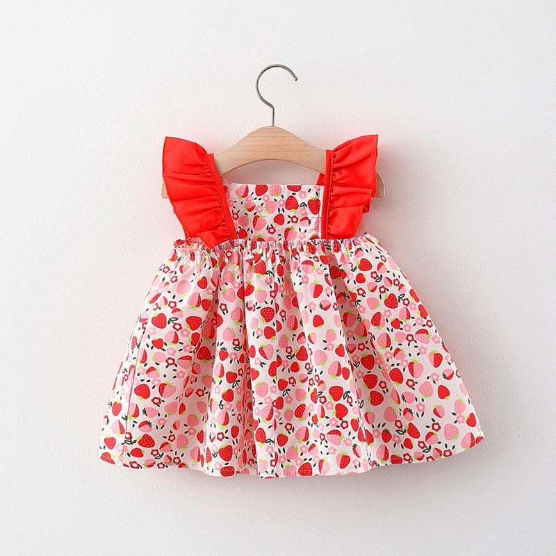 Baby Cute Resort Dress Girls Summer Holiday Dress, Orange Strawberry / 1-2 Years (90cm) Baby Cute Resort Dress Girls Summer Holiday Dress, Orange Strawberry / 1-2 Years (90cm)