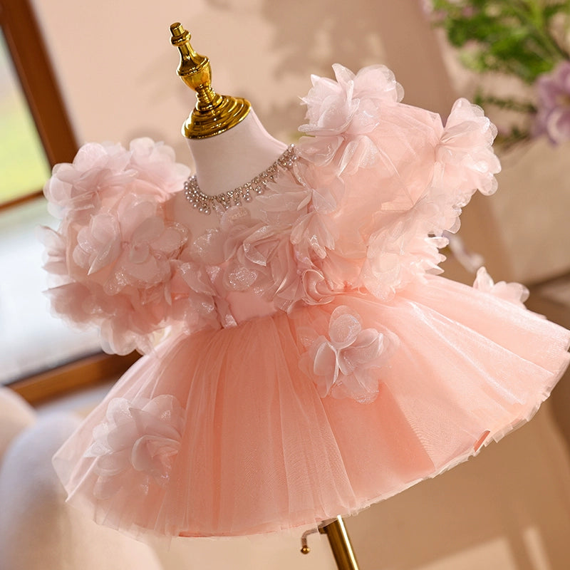 Girls Pink Dress Flower Girl Wedding Dress Girl Birthday Princess Dress