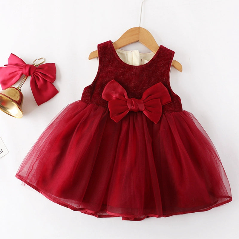 Girls Birthday Vest Dress Baby Corduroy Red Princess Dress