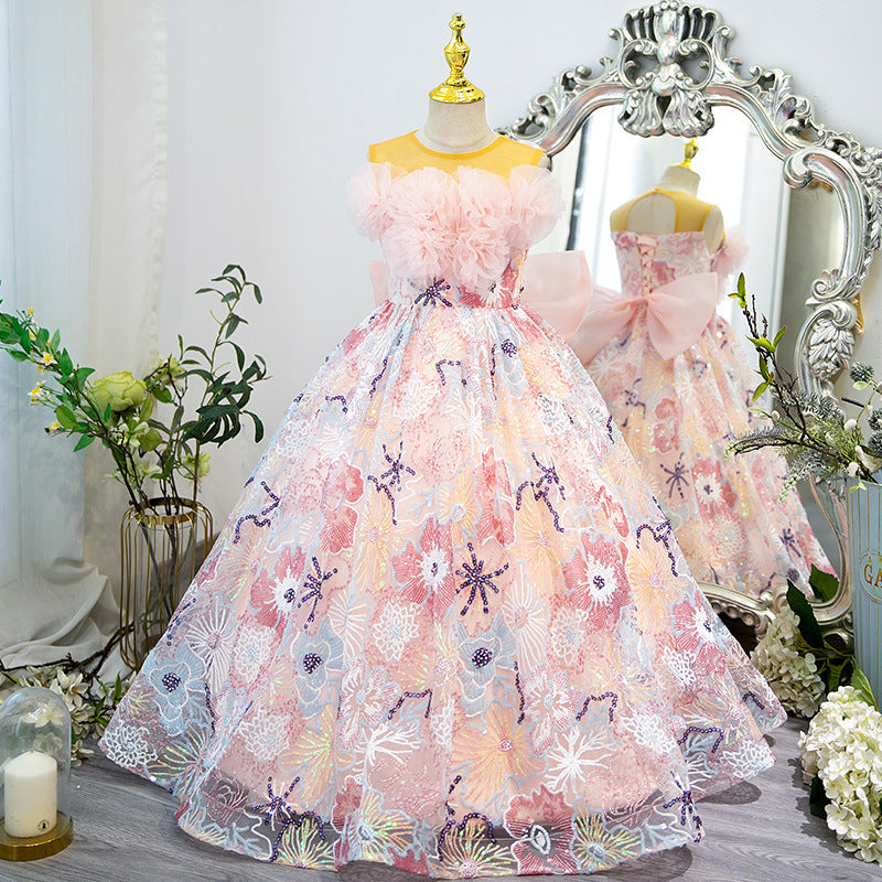 Sweet Baby Girl Bow Flower Party Maxi Dress Toddler Girls Pageant Dresses, As picture / 7-8 Years (140cm) Sweet Baby Girl Bow Flower Party Maxi Dress Toddler Girls Pageant Dresses, As picture / 7-8 Years (140cm)