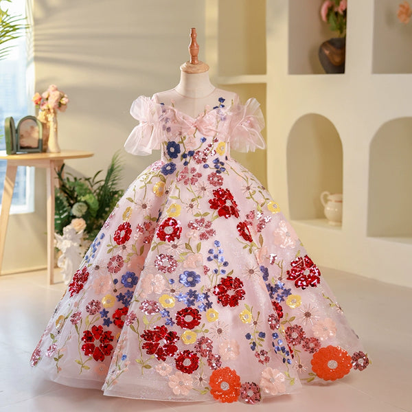 Baby Girl Flowers Sequins Embroidery Princess Dress Toddler Christmas  Princess Dress